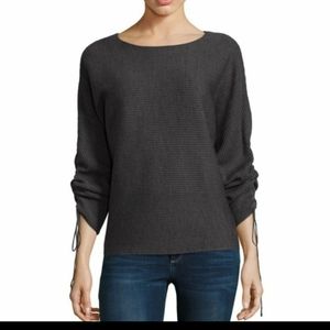 a.n.a Grey Ruched Sleeves Sweater